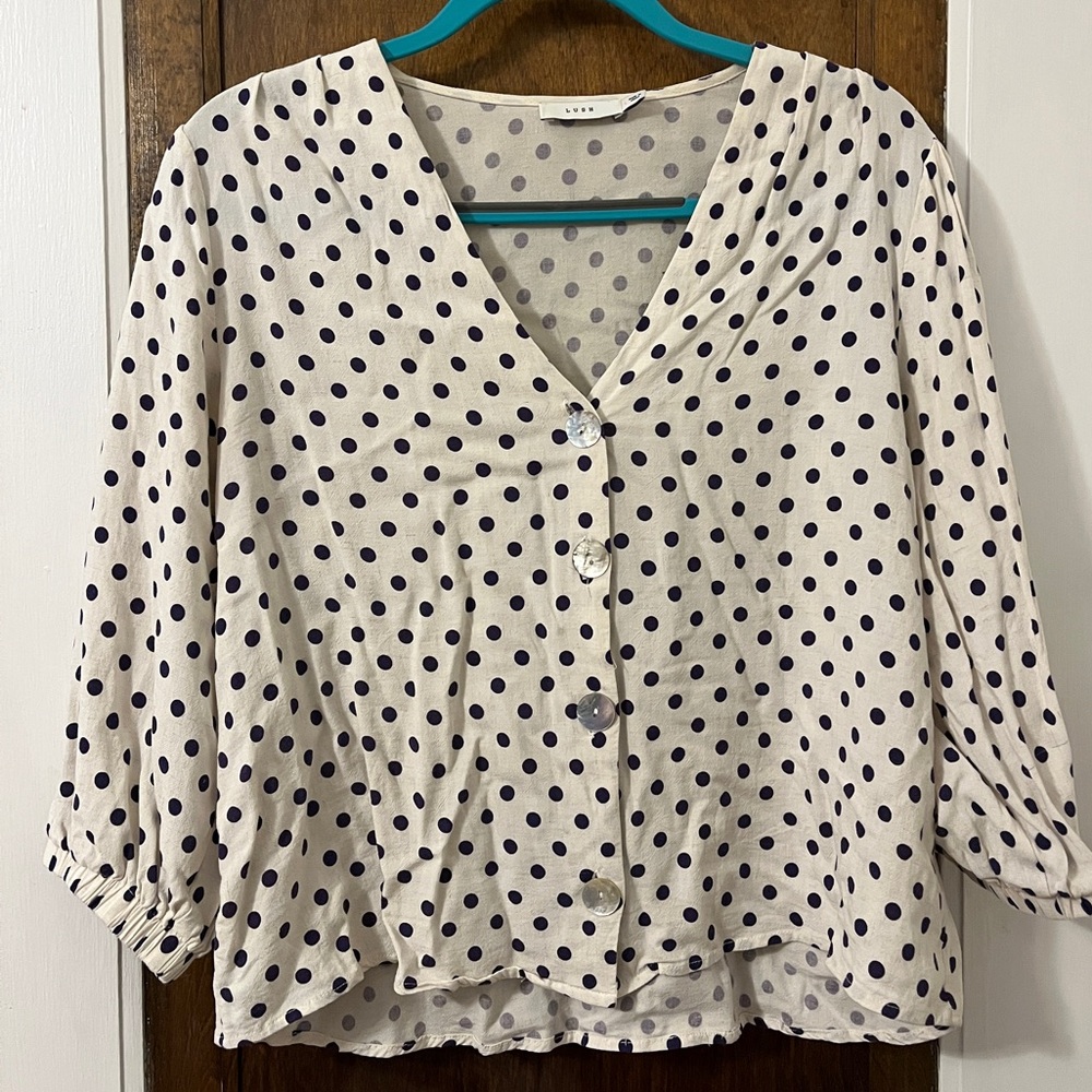 Lush Blouse Polka Dots with Mother of Pearl Buttons